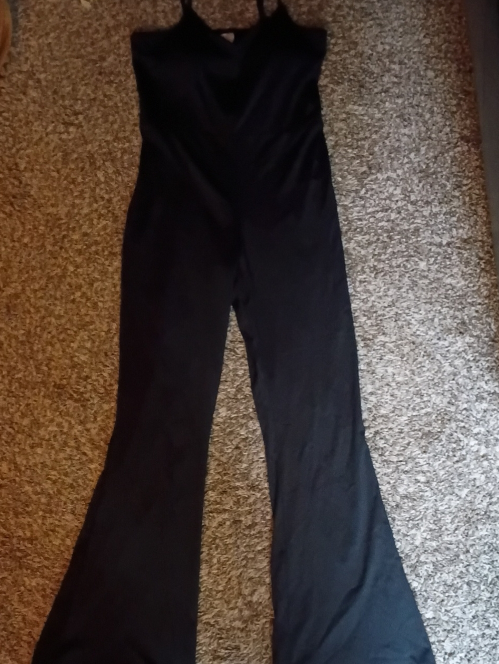 Nwt Black Women's Wide-Leg Jumpsuit Bell Bottoms Sz M